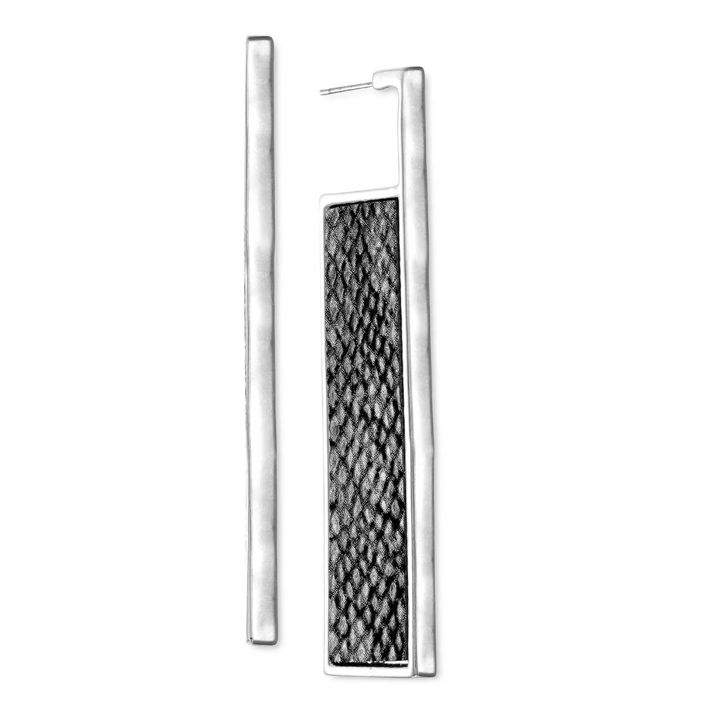 Alfani Silver-Tone Faux-Leather Inlay Rectangle Drop Earrings 23$